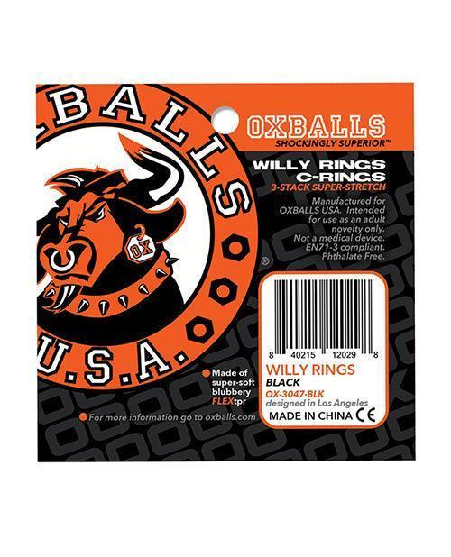 image of product,Oxballs Willy Rings - Black Pack Of 3 - SEXYEONE
