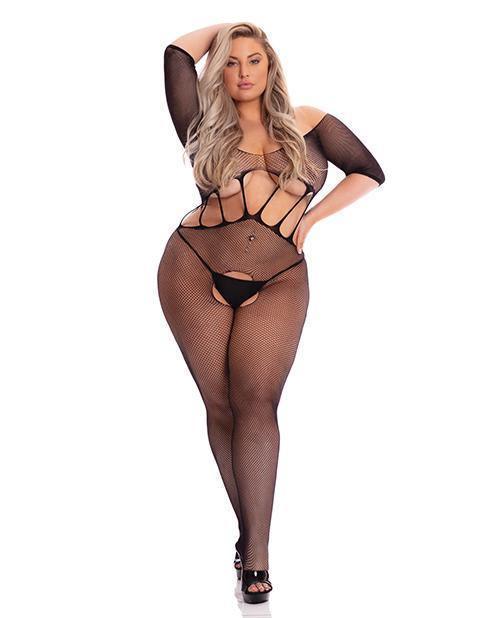 product image, Pink Lipstick Amplify Crotchless Bodystocking Black - SEXYEONE