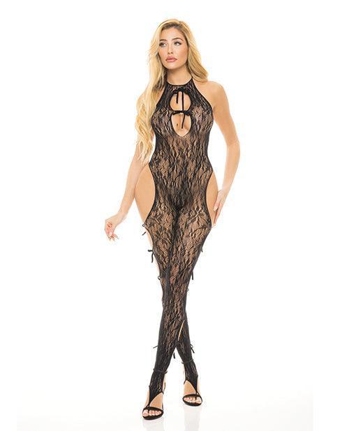product image, Pink Lipstick Love Me Harder Bodystocking Black O/s - SEXYEONE
