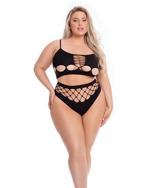 image of product,Pink Lipstick Neon Dreams Bra & High Waist Thong Pink Qn - SEXYEONE