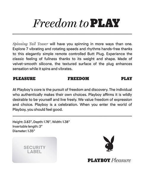image of product,Playboy Pleasure Spinning Tail Teaser Butt Plug - Salute - SEXYEONE