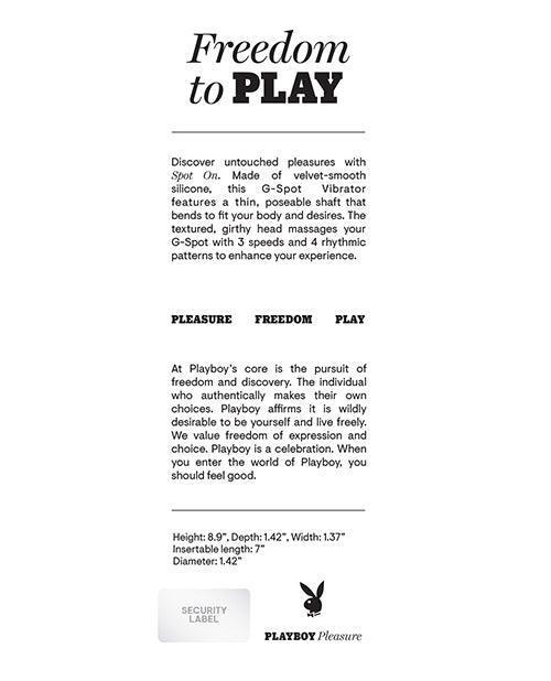 image of product,Playboy Pleasure Spot On G-spot Vibrator - Acai - SEXYEONE