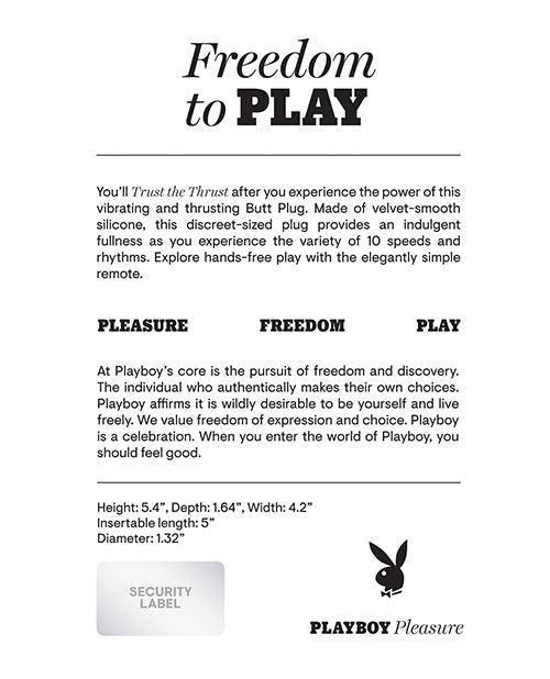 image of product,Playboy Pleasure Trust The Thrust Butt Plug - 2 Am - SEXYEONE