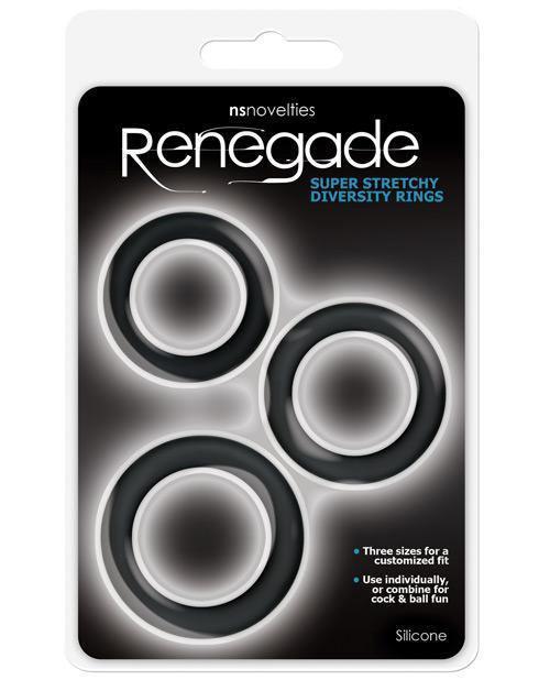 product image, Renegade Diversity Rings - Black Pack Of 3 - SEXYEONE