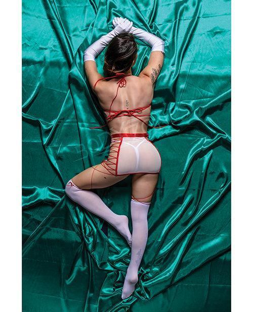 image of product,Role Play Naughty Nurse 5 Pc Set Red/white - SEXYEONE