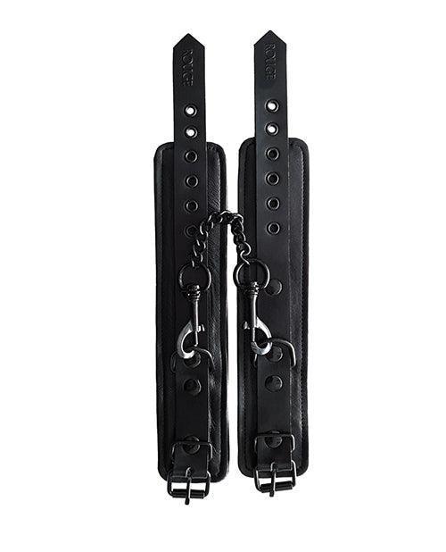 image of product,Rouge Leather Ankle Cuffs - Black With Black - SEXYEONE