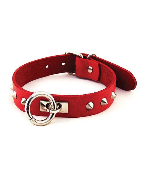 Rouge Leather O Ring Studded Collar - SEXYEONE
