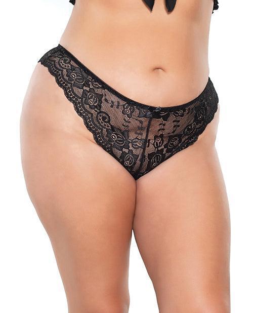 product image, Scallop Stretch Lace High Leg Panty Black Os/xl - SEXYEONE