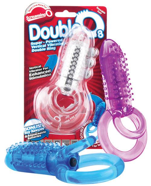 product image, Screaming O Doubleo 8 Vibrating Double Cock Ring - Asst. Colors - SEXYEONE