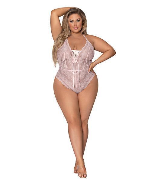 product image, Seabreeze Strappy Back Teddy W-snap Crotch Blush 2x - SEXYEONE