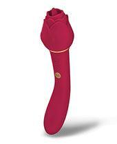 Secret Kisses Lingo Dual Ended Rose Bud W-clitoral Flickering & Internal Massage - Red - SEXYEONE