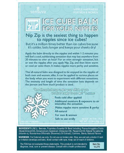 image of product,Sensuva Nip Zip Ice Cube Nip Balm - SEXYEONE