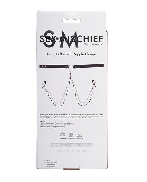 image of product,Sex & Mischief Amor Collar W-nipple Clamps - SEXYEONE