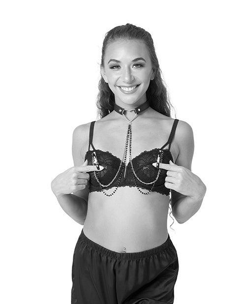 image of product,Sex & Mischief Amor Collar W-nipple Clamps - SEXYEONE