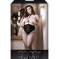 Sheer Fantasy Choker Harness Stockings W-open Crotchless Black Qn - SEXYEONE