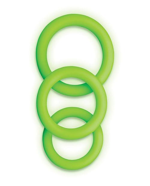 image of product,Shots Ouch 3 Pc Cock Ring Set - Glow In The Dark - SEXYEONE