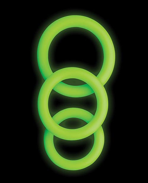 image of product,Shots Ouch 3 Pc Cock Ring Set - Glow In The Dark - SEXYEONE