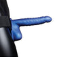 Shots Ouch 8" Ribbed Hollow Strap On W-balls - Metallic Blue - SEXYEONE