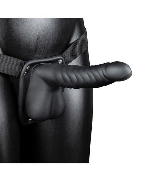 image of product,Shots Ouch 8" Ribbed Hollow Strap On W/balls - SEXYEONE