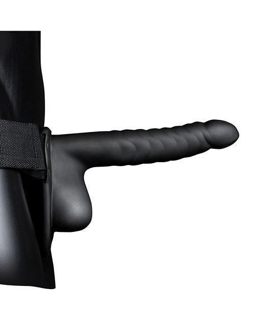 image of product,Shots Ouch 8" Ribbed Hollow Strap On W/balls - SEXYEONE