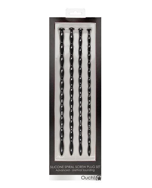 product image, Shots Ouch Advanced Urethral Sounding Silicone Spiral Plug Set - Black - SEXYEONE