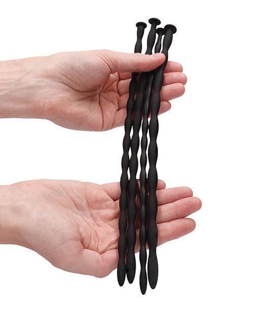 image of product,Shots Ouch Advanced Urethral Sounding Silicone Spiral Plug Set - Black - SEXYEONE