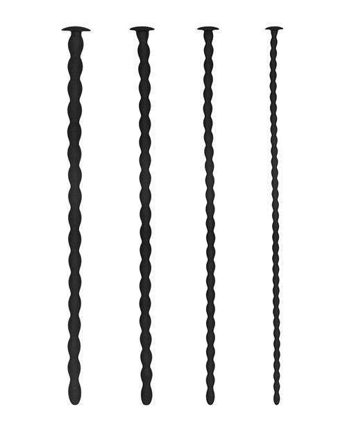 image of product,Shots Ouch Advanced Urethral Sounding Silicone Spiral Plug Set - Black - SEXYEONE