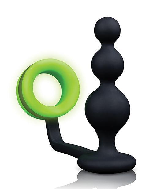 image of product,Shots Ouch Beads Butt Plug W-cock Ring - Glow In The Dark - SEXYEONE
