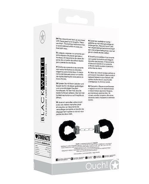 product image,Shots Ouch Black & White Beginner's Furry Hand Cuffs - Black - SEXYEONE