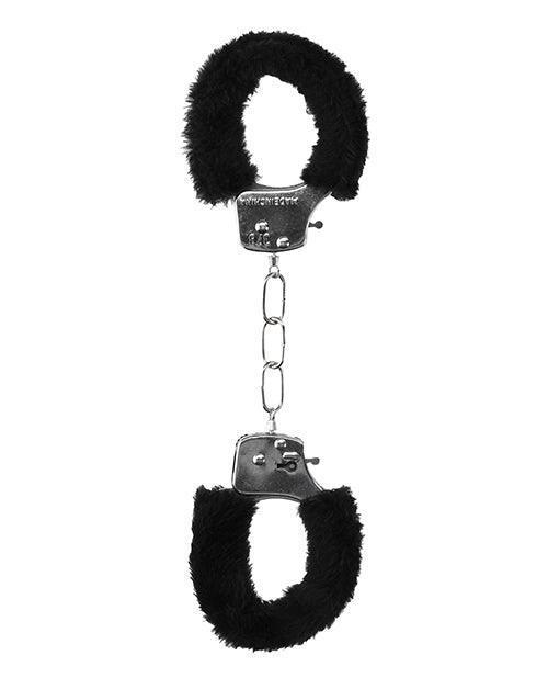 image of product,Shots Ouch Black & White Beginner's Furry Hand Cuffs - Black - SEXYEONE