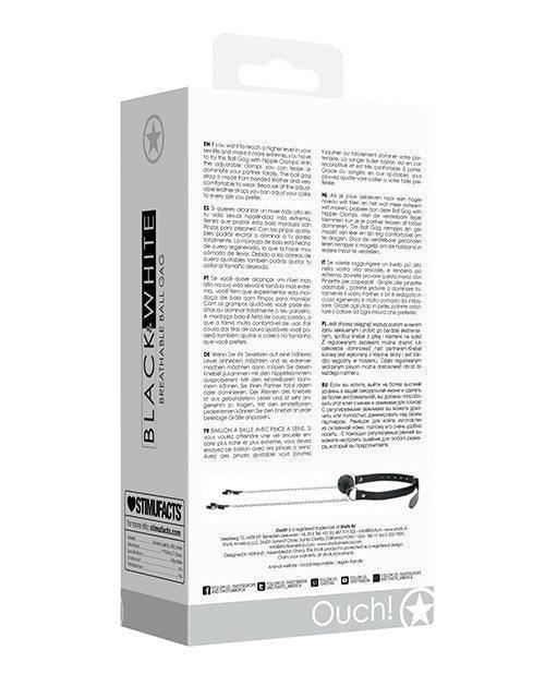 image of product,Shots Ouch Black & White Breathable Ball Gag W-nipple Clamps - Black - SEXYEONE