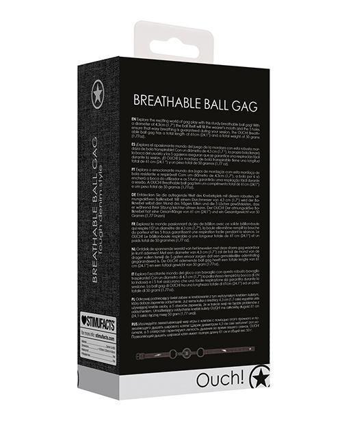 image of product,Shots Ouch Breathable Ball Gag W/denim Straps - SEXYEONE