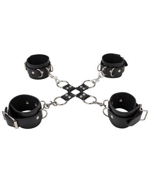 image of product,Shots Ouch Leather Hand & Leg Cuffs - SEXYEONE