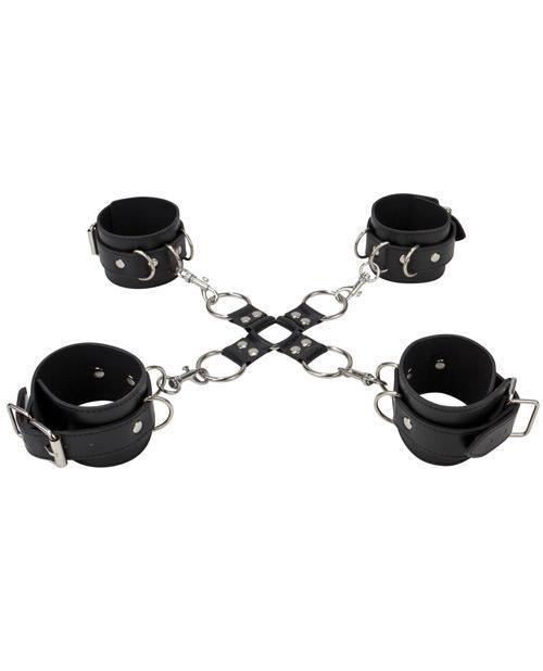 image of product,Shots Ouch Leather Hand & Leg Cuffs - SEXYEONE 