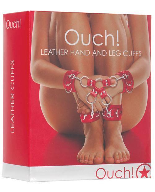 image of product,Shots Ouch Leather Hand & Leg Cuffs - SEXYEONE