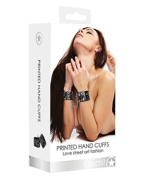 product image, Shots Ouch Love Street Art Fashion Printed Hand Cuffs - Black - SEXYEONE