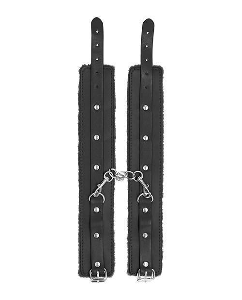 image of product,Shots Ouch Plush Leather Ankle Cuffs - Black - SEXYEONE