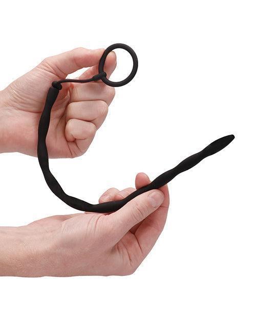 image of product,Shots Ouch Urethral Sounding Silicone Plug & Cock Ring Set - Black - SEXYEONE