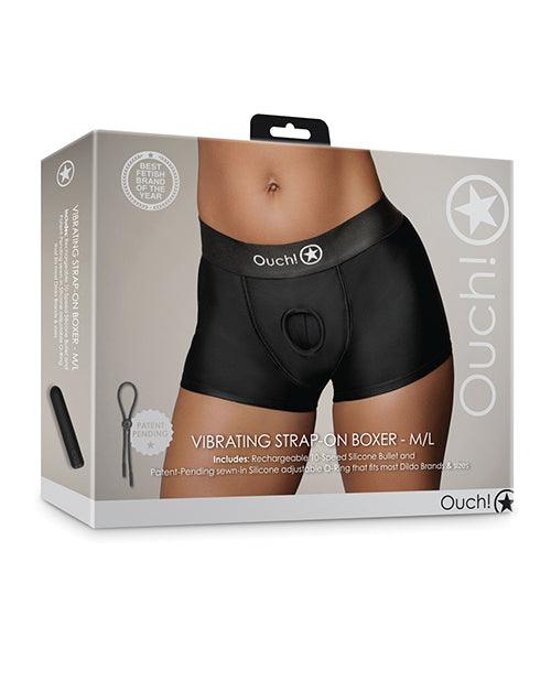 Shots Ouch Vibrating Strap On Boxer - Black - SEXYEONE
