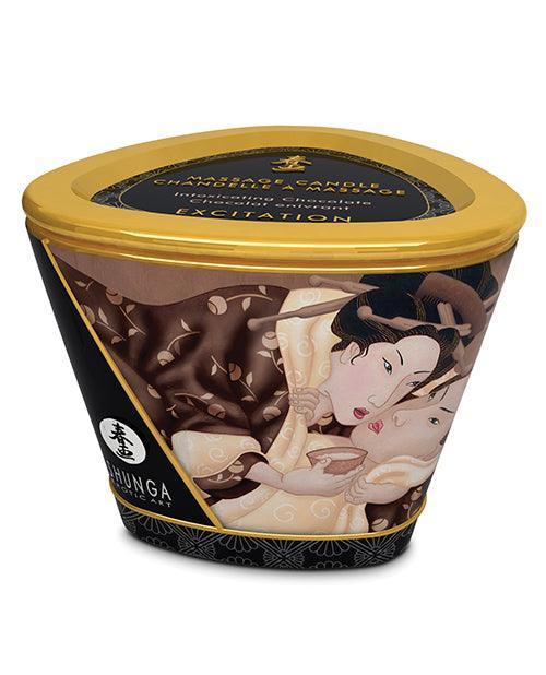 image of product,Shunga Massage Candle Excitation - 5.7 Oz Intoxicating Chocolate - SEXYEONE