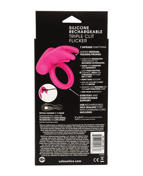 image of product,Silicone Rechargeable Triple Clit Flicker - Pink - SEXYEONE