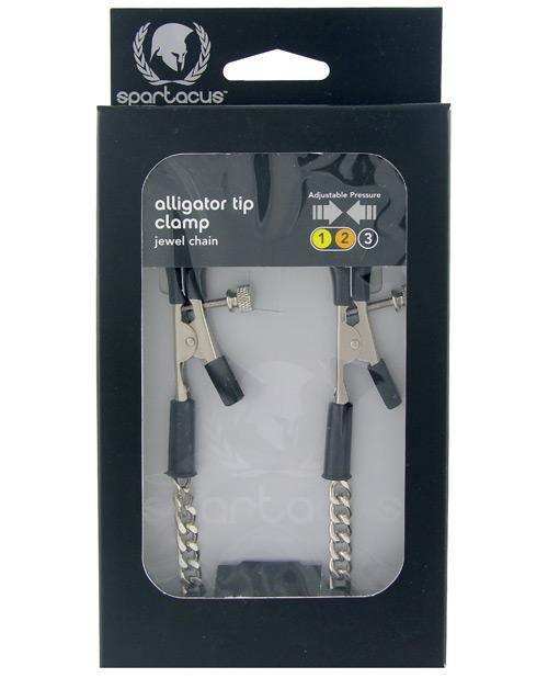 product image, Spartacus Adjustable Alligator Nipple Clamps W-silver Chain - SEXYEONE