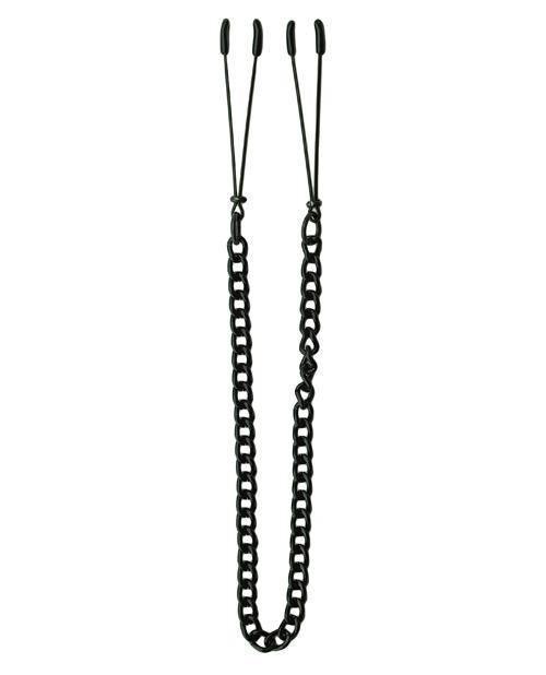 image of product,Spartacus Adjustable Black Tweezer Nipple Clamps W-chain - SEXYEONE