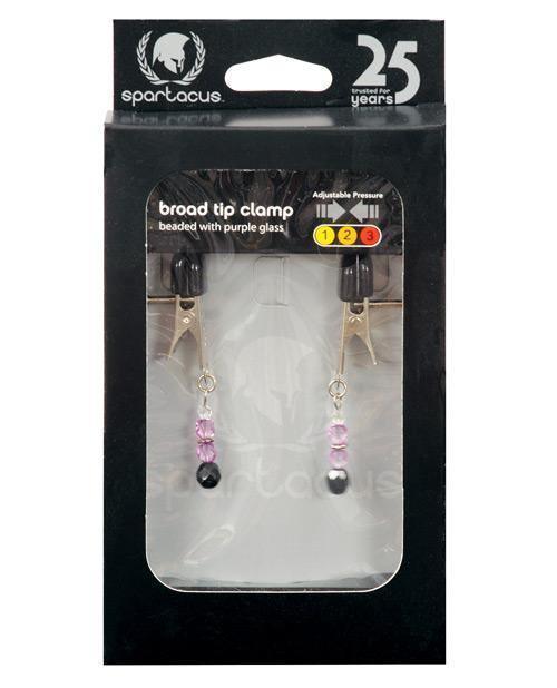 product image, Spartacus Adjustable Broad Tip Nipple Clamps W-purple Beads - SEXYEONE