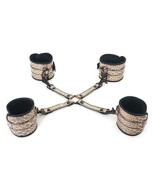 product image, Spartacus Faux Leather Wrist & Ankle Restraints W/hog Tie - SEXYEONE