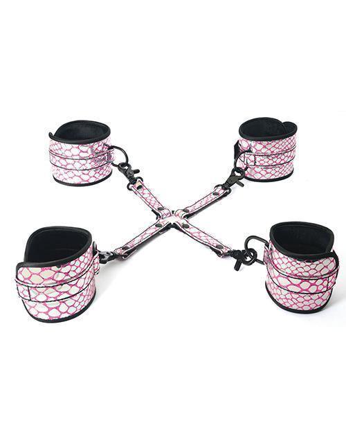 image of product,Spartacus Faux Leather Wrist & Ankle Restraints W/hog Tie - SEXYEONE