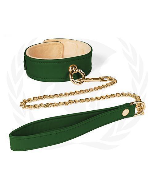 product image, Spartacus Plush Lined Pu Collar & Chained Leash - SEXYEONE