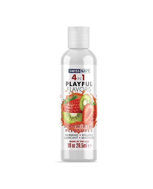 product image, Swiss Navy 4 In 1 Playful Flavors Strawberry Kiwi Pleasure - 1 Oz - SEXYEONE