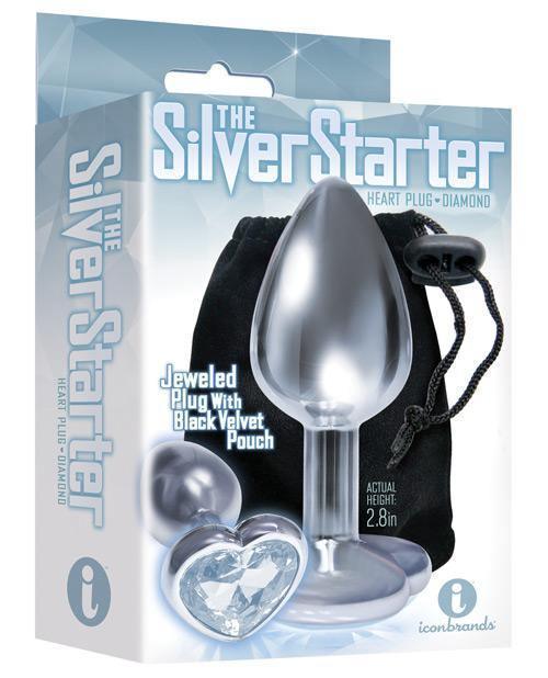 image of product,The 9's The Silver Starter Bejeweled Heart Stainless Steel Plug - SEXYEONE