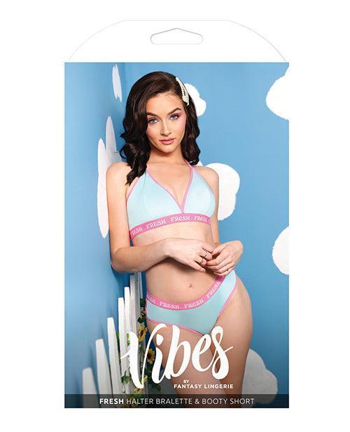 image of product,Vibes Fresh Halter Bralette & Booty Short Light Blue - SEXYEONE
